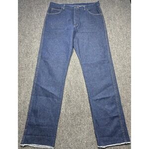 Red Kap Jeans Mens 40x37 Blue Denim Workwear Straight‎ Leg Raw Hem Relaxed Fit